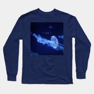 calm Aquatic Blue Water Jellyfish Long Sleeve T-Shirt